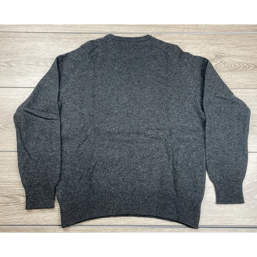 J Crew Mens 100% Lambswool Pullover Sweater Dark Grey Size‎ Medium *read*